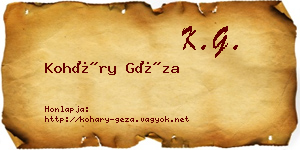 Koháry Géza névjegykártya