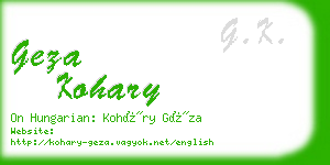 geza kohary business card